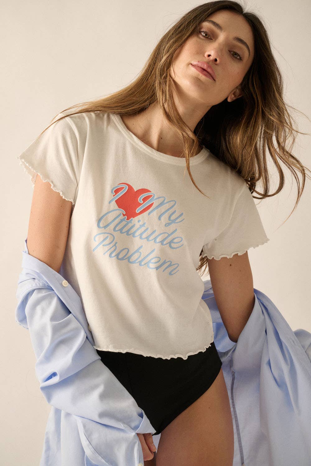 I Love My Attitude Problem - Cropped Graphic Tee - Alletse