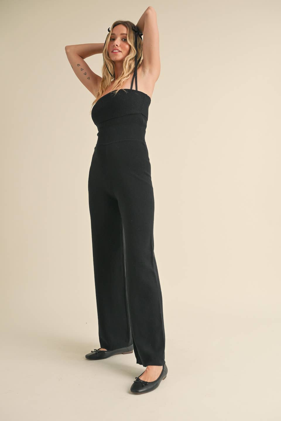 Leonora - Foldover Bandeau Knit Jumpsuit