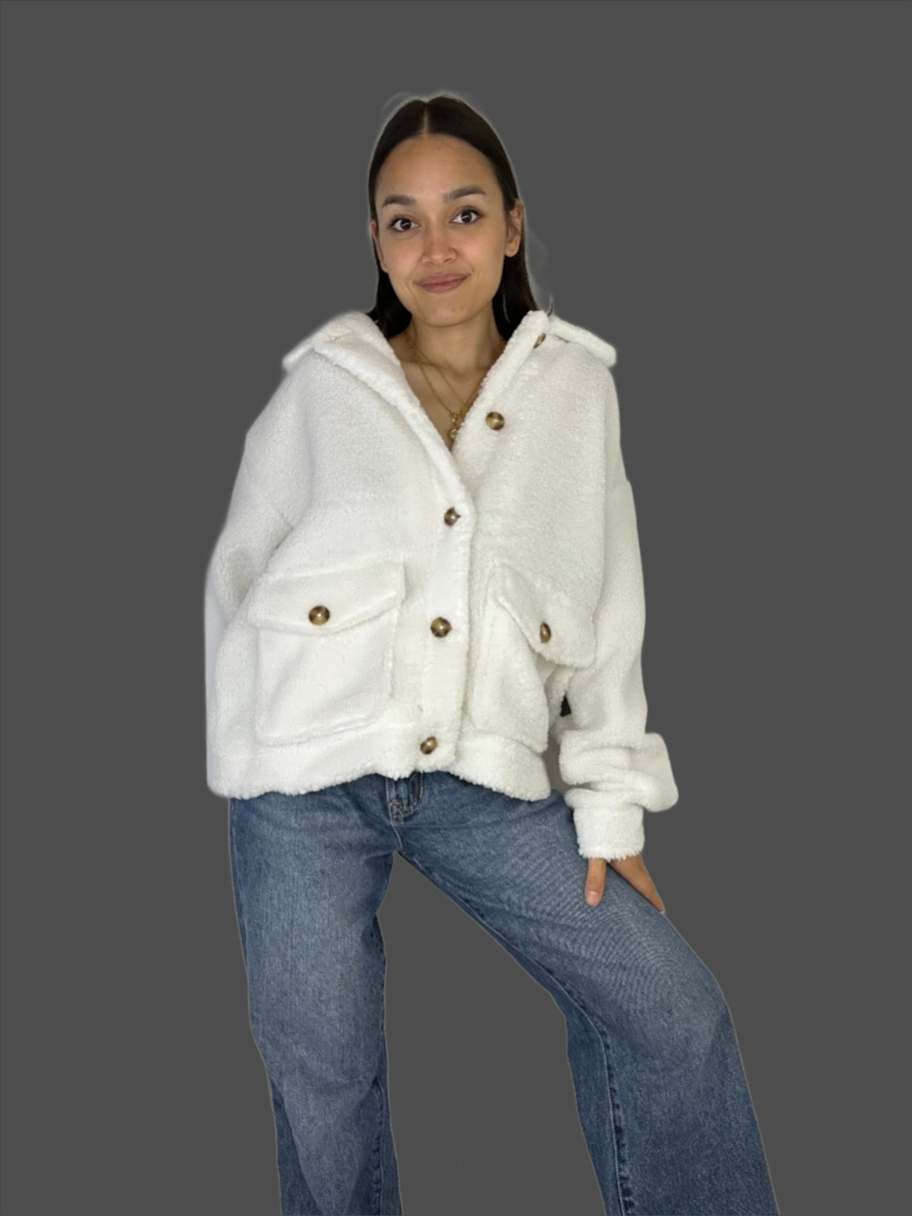 Oversized Faux Sherpa Shacket - Alletse