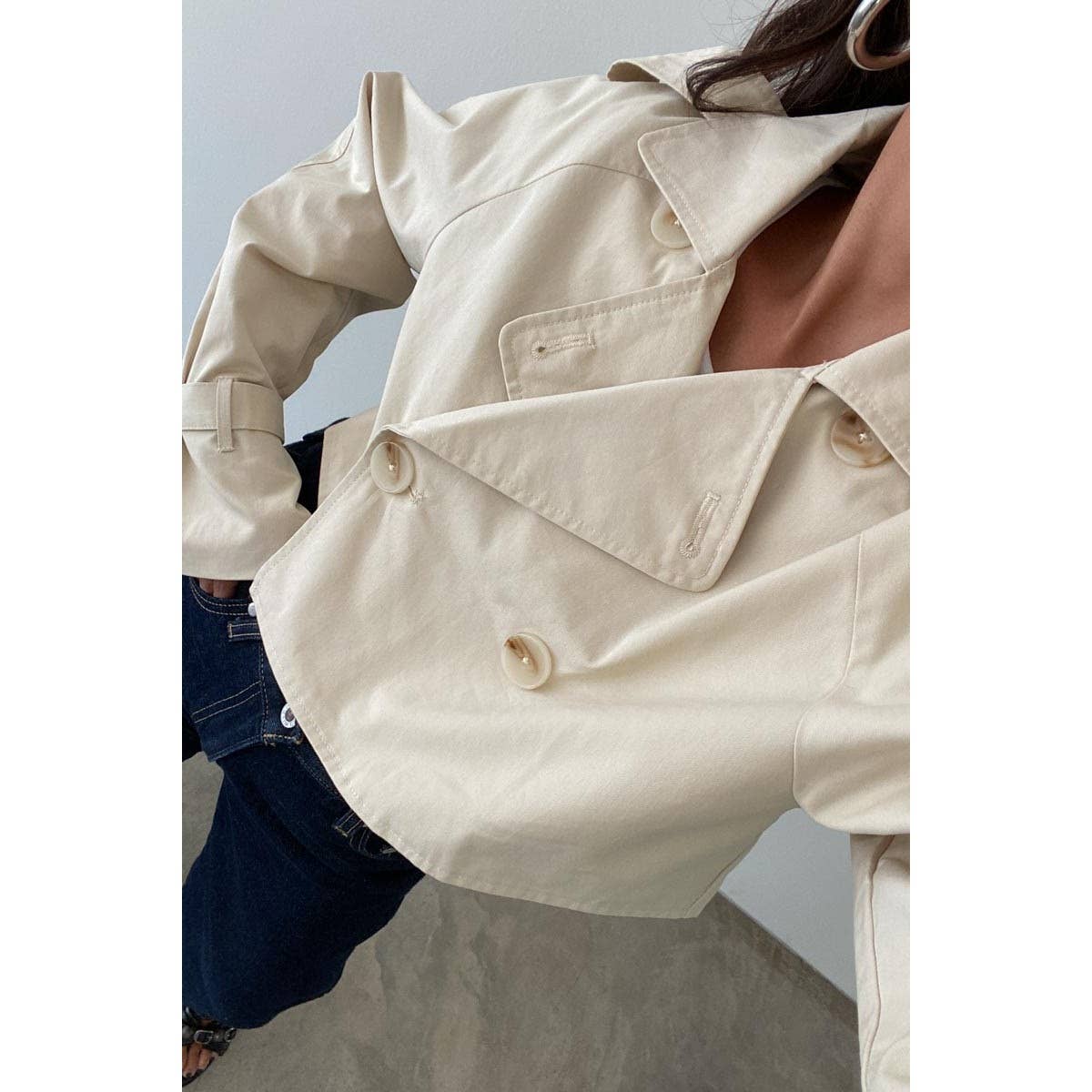 Cropped Trench Jacket - Alletse