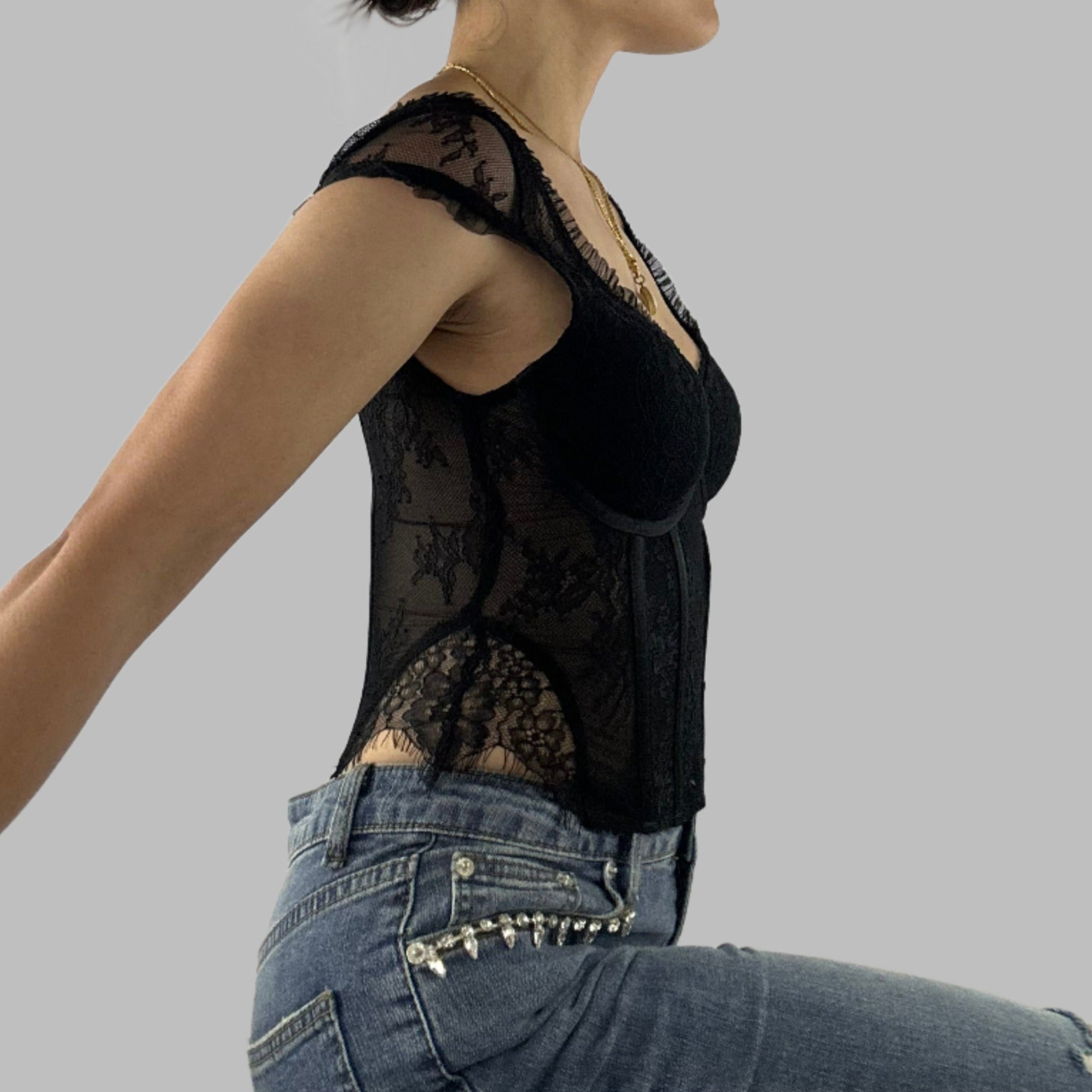 Cropped Lace Bustier Top - Alletse