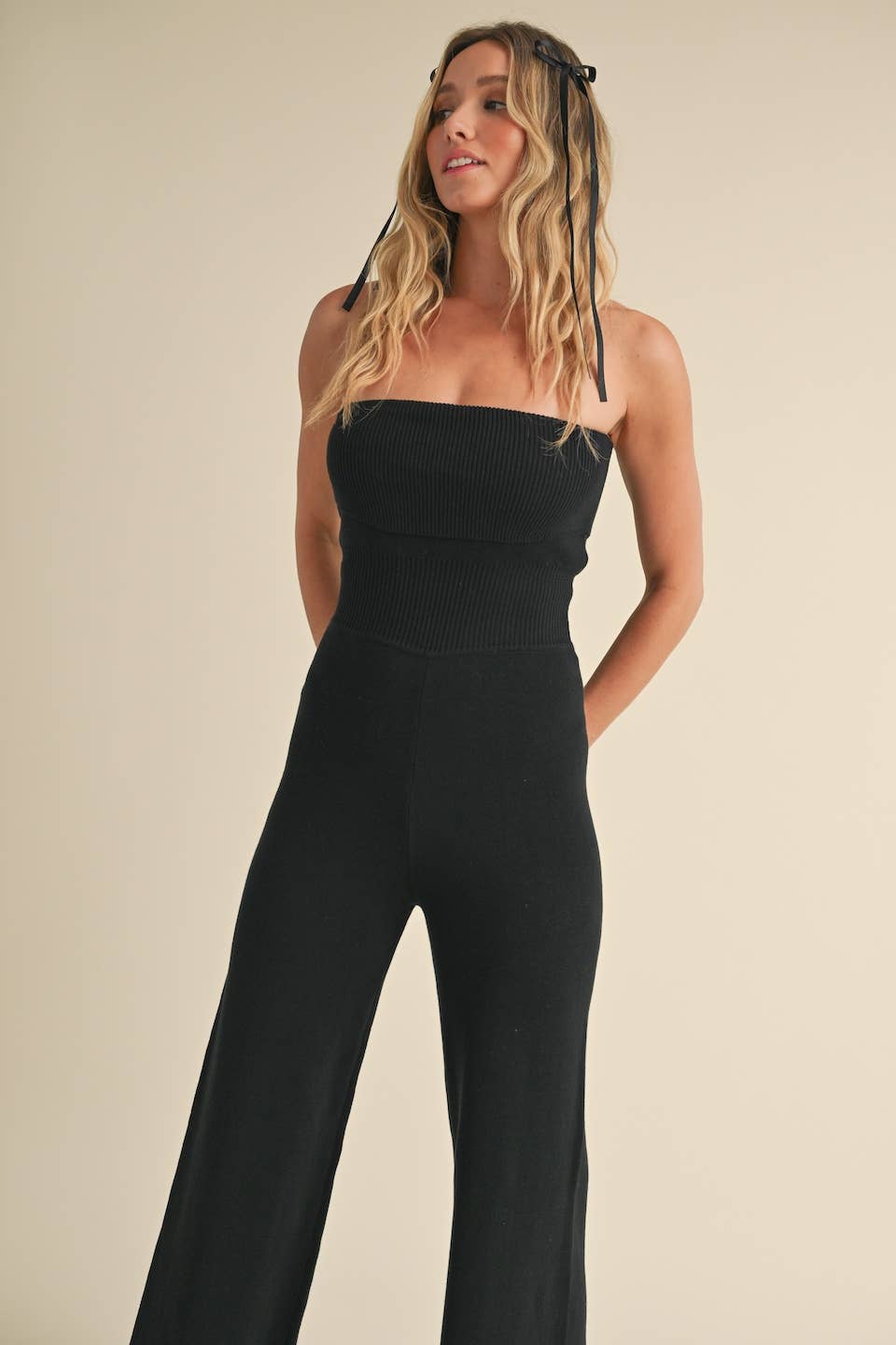 Leonora - Foldover Bandeau Knit Jumpsuit