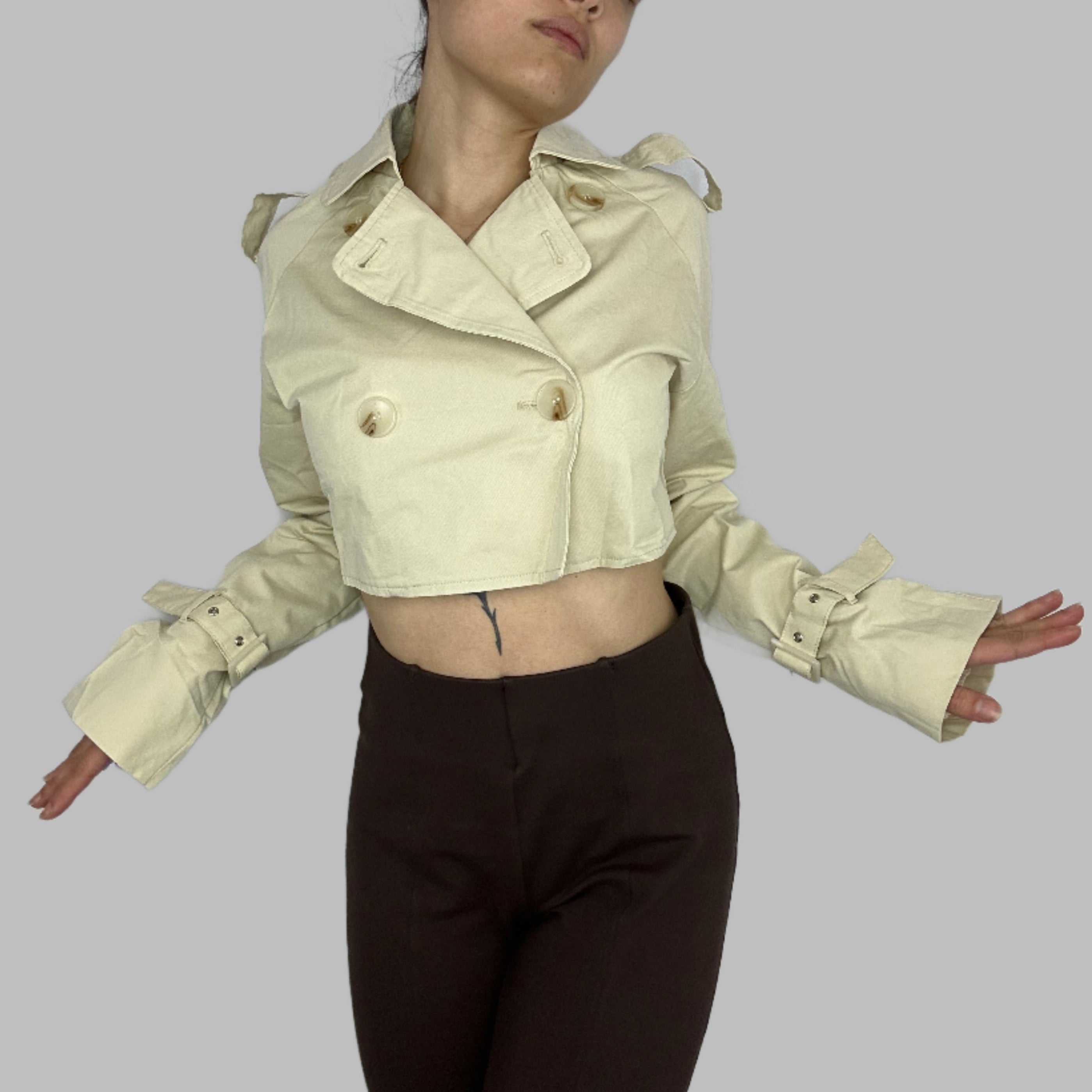 Cropped Trench Jacket - Alletse