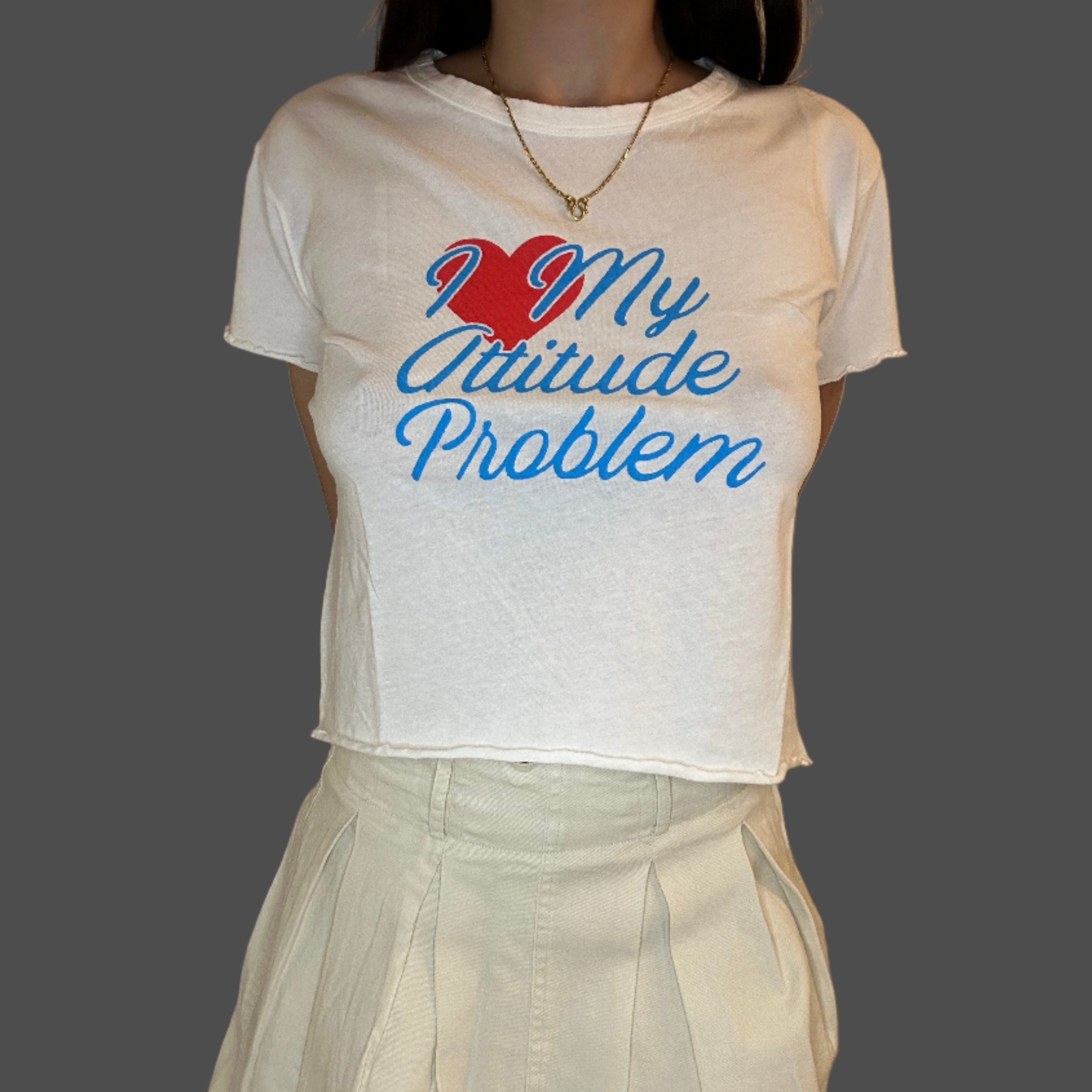 I Love My Attitude Problem - Cropped Graphic Tee - Alletse