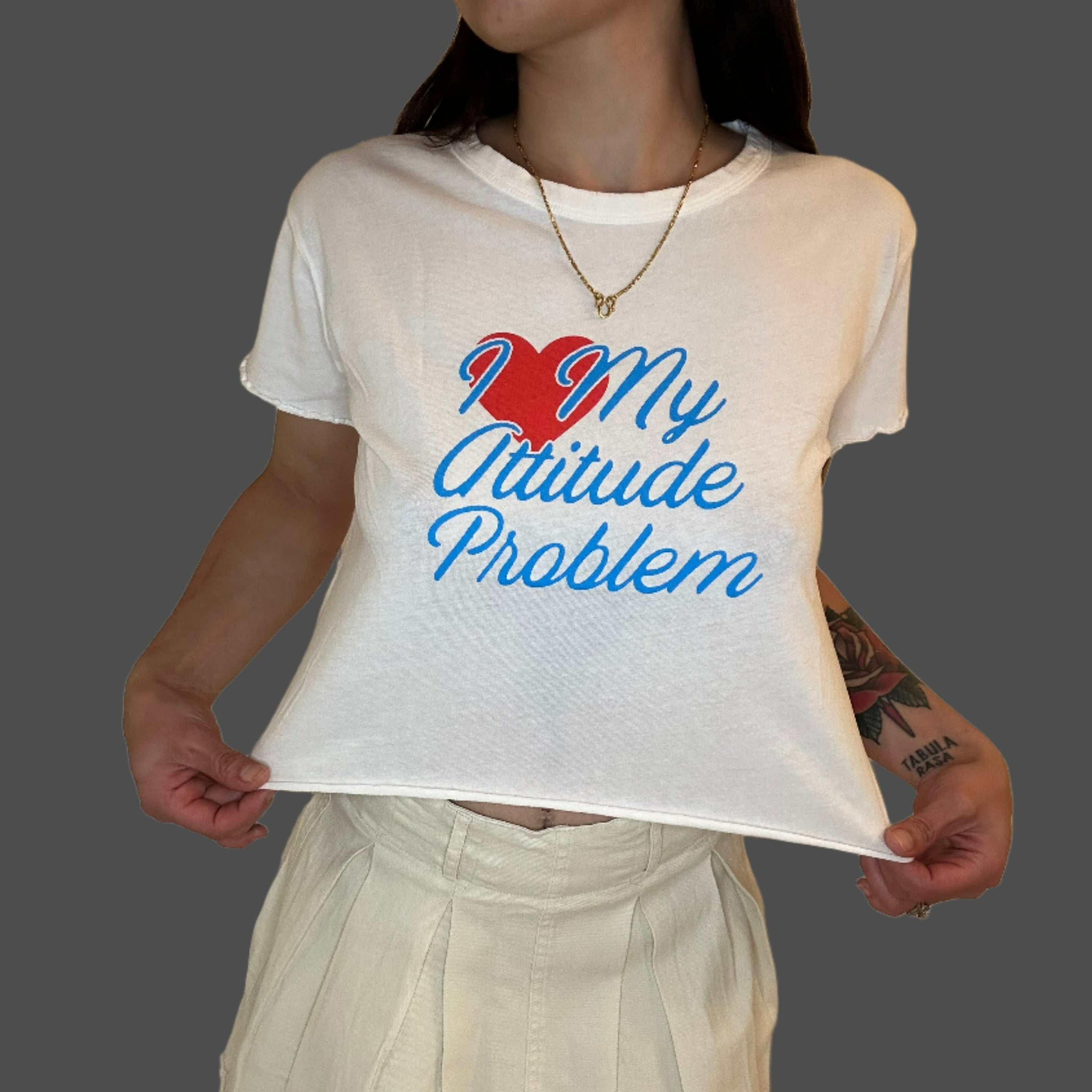 I Love My Attitude Problem - Cropped Graphic Tee - Alletse