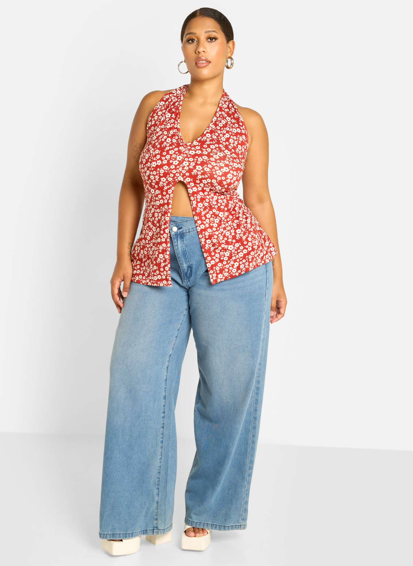 Yara - Floral Print Halter Top - Plus Size