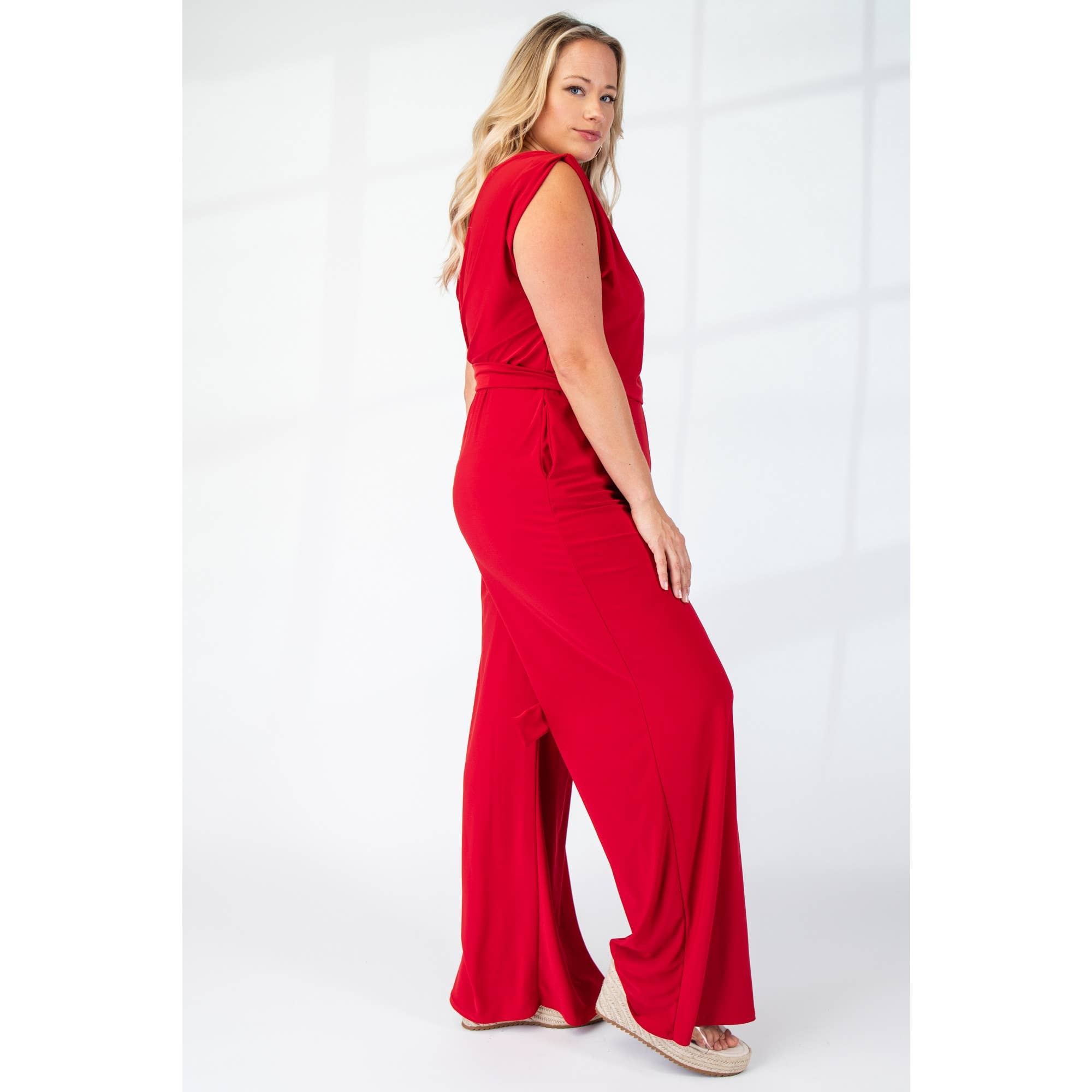 Asymmetrical Knit Jumpsuit - Plus Size - Alletse