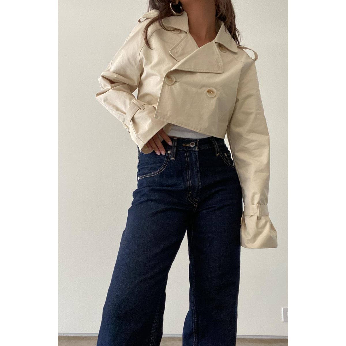 Cropped Trench Jacket - Alletse