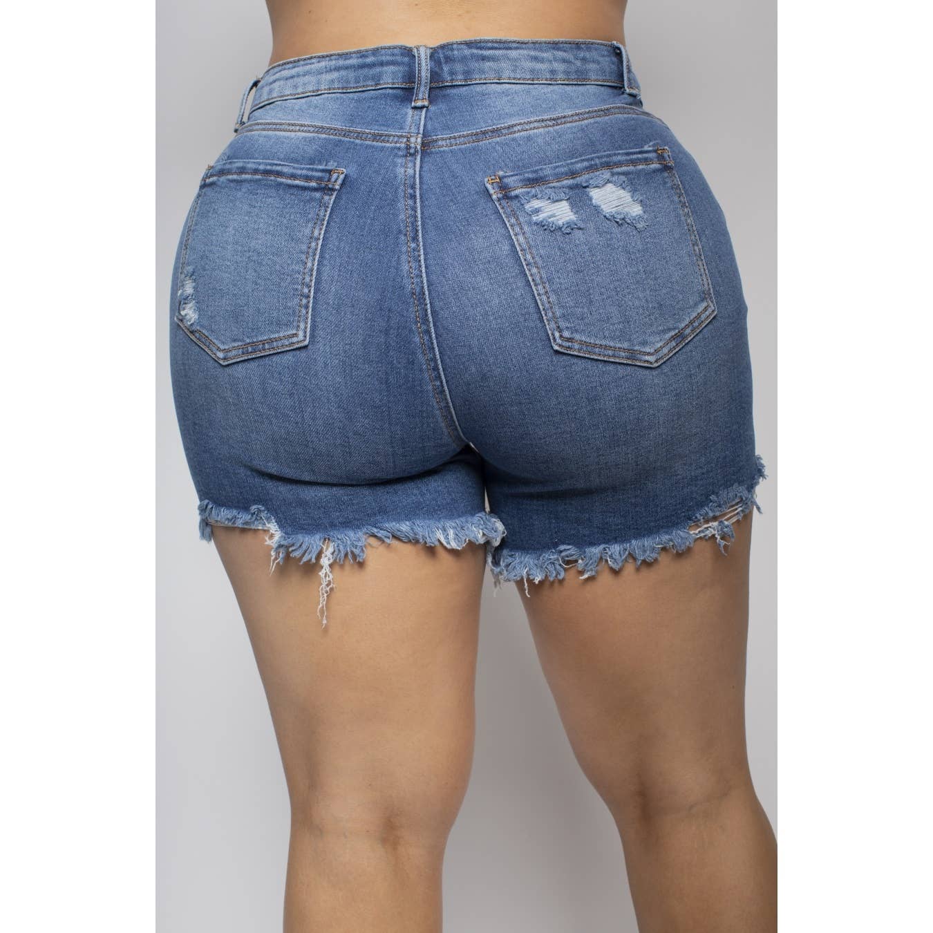 Distressed Denim Mom Shorts - Plus Size - Alletse